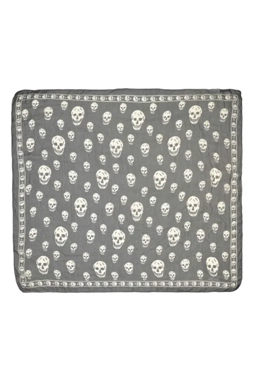 Two-tone semi-sheer skull print scarf
