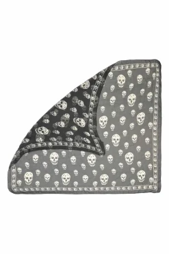 Two-tone semi-sheer skull print scarf