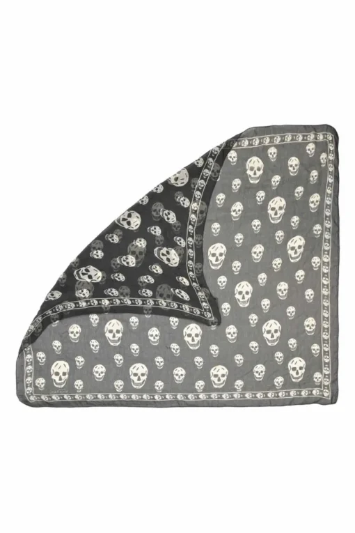 Two-tone semi-sheer skull print scarf