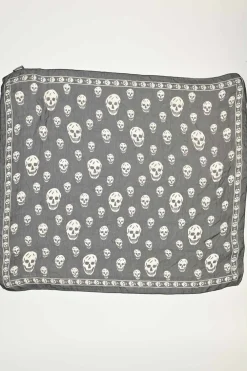 Two-tone semi-sheer skull print scarf