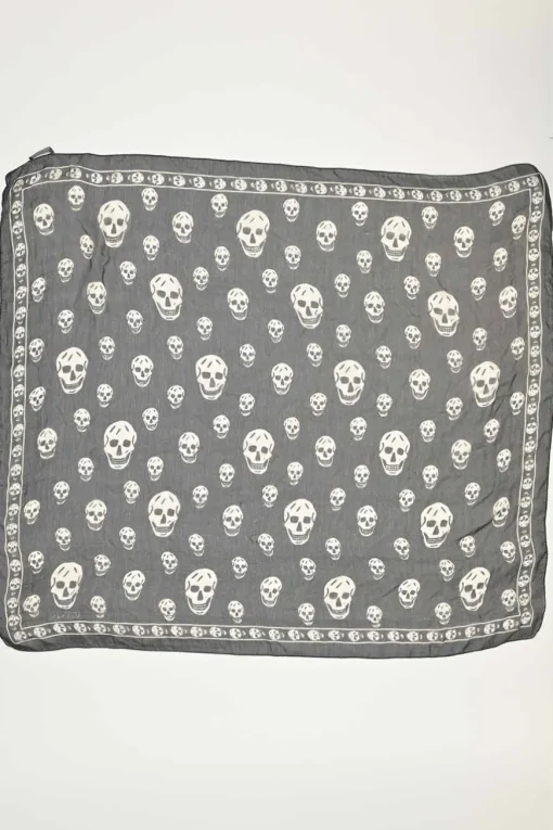 Two-tone semi-sheer skull print scarf