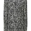 Two-tone silk abstract print long sleeve blouse and smocked waist mini skirt two-piece set