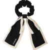 Two-tone silk logo ribbon scrunchie