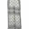 Two-tone viscose paisley border print pull-on high-rise banana wide-leg trousers