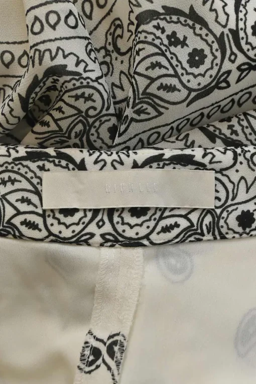 Two-tone viscose paisley border print pull-on high-rise banana wide-leg trousers