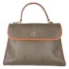 Vintage Fendi print canvas top handle bag with camel leather trimmings. Flap with turn lock fastening. Two main compartments lined in leather, one with zip pocket. Removable shoulder strap