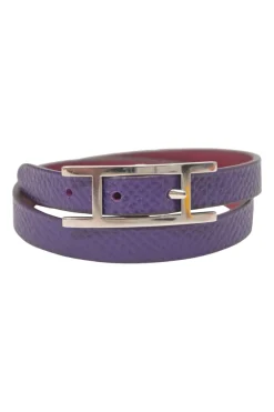 Violet and Rose Extreme Epsom leather Behapi reversibile Double Tour bracelet featuring Hapi buckle closure
