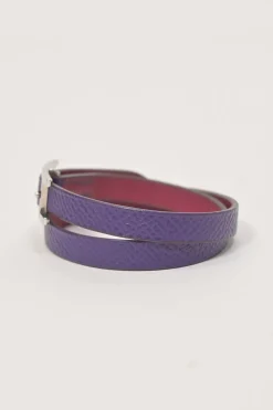 Violet and Rose Extreme Epsom leather Behapi reversibile Double Tour bracelet featuring Hapi buckle closure