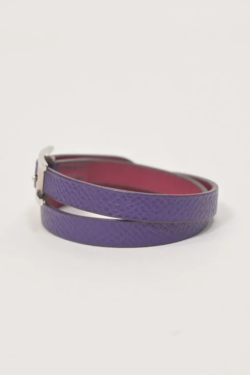 Violet and Rose Extreme Epsom leather Behapi reversibile Double Tour bracelet featuring Hapi buckle closure