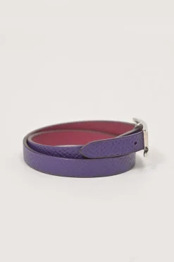 Violet and Rose Extreme Epsom leather Behapi reversibile Double Tour bracelet featuring Hapi buckle closure