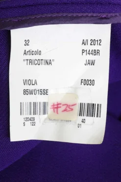 Violet beaded wool tricotine pull-on wrap-front A-line midi slit skirt