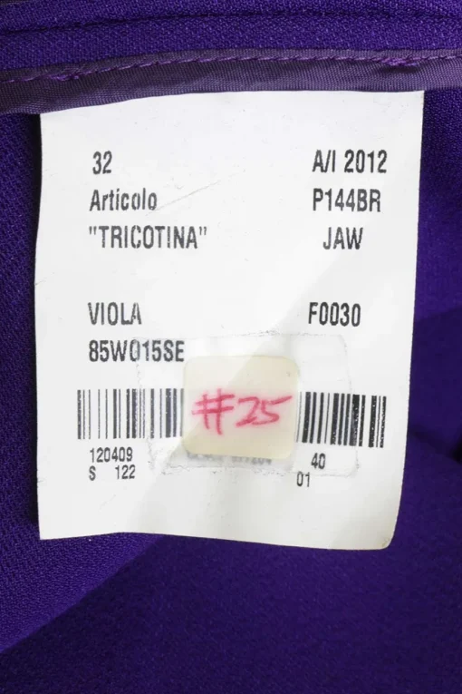 Violet beaded wool tricotine pull-on wrap-front A-line midi slit skirt