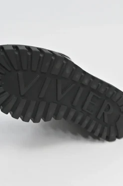 Viv' go-thick black leather platform ankle boots with oversized buckles