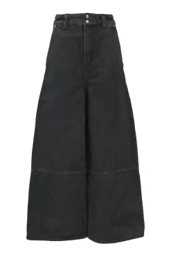Washed black cotton denim Isla high-rise wide-leg jeans