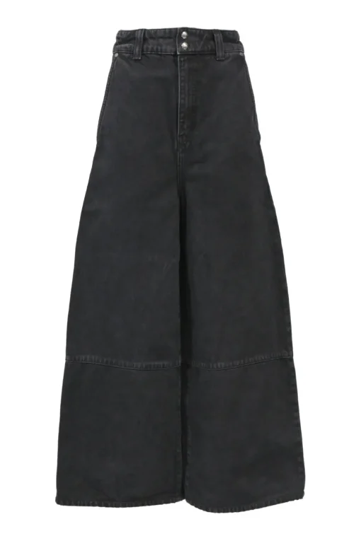 Washed black cotton denim Isla high-rise wide-leg jeans