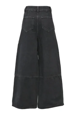 Washed black cotton denim Isla high-rise wide-leg jeans