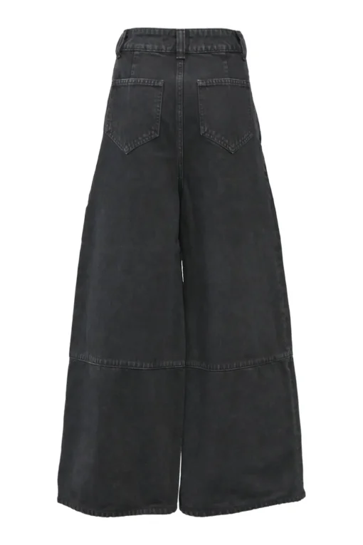Washed black cotton denim Isla high-rise wide-leg jeans