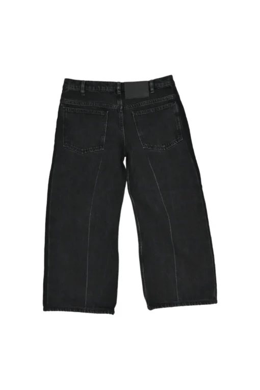 Washed black cotton denim Rockabilly low-rise cropped wide-leg jeans