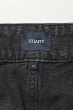 Washed black cotton denim Isla high-rise wide-leg jeans