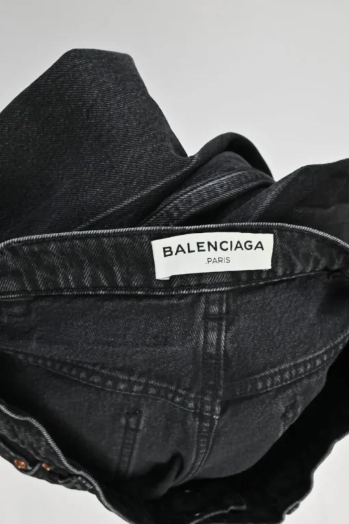 Washed black cotton denim Rockabilly low-rise cropped wide-leg jeans