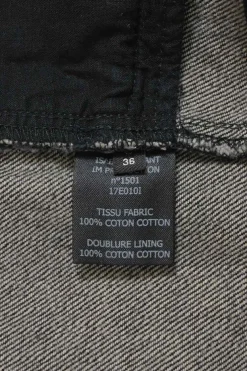 Washed black cotton denim empire-waist culotte shorts with exposed zip fly