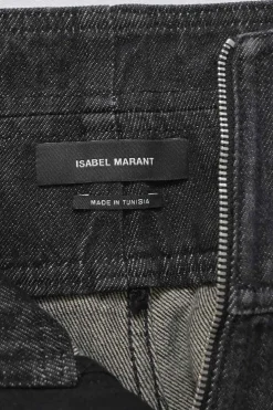 Washed black cotton denim empire-waist culotte shorts with exposed zip fly