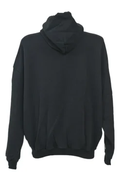 Washed black cotton French terry logo hoodie with kangaroo pocket