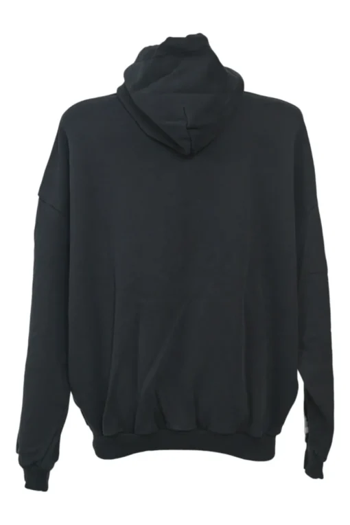 Washed black cotton French terry logo hoodie with kangaroo pocket