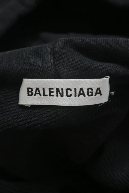 Washed black cotton French terry logo hoodie with kangaroo pocket