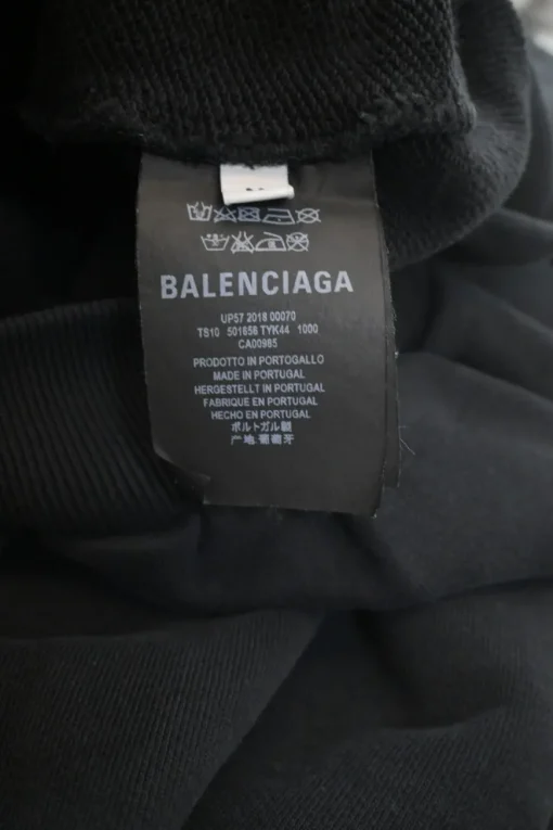 Washed black cotton French terry logo hoodie with kangaroo pocket