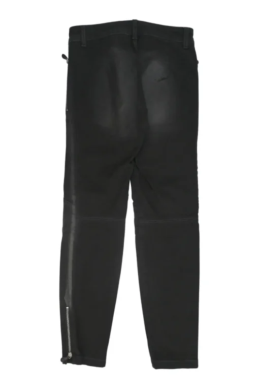 Washed black denim pull-on mid-rise zip-ankle moto jeans