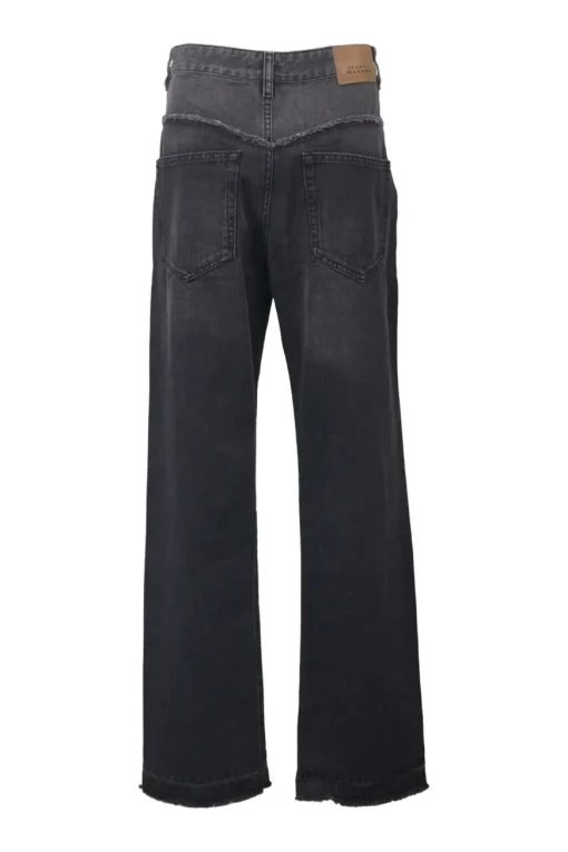 Washed black paneled cotton denim Noemie wide-leg jeans