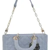 Washed cotton quilted Cannage denim Lady D-Joy bag with two detachable shoulder straps