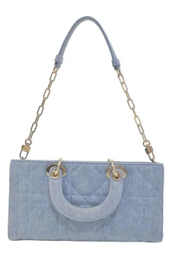 Washed cotton quilted Cannage denim Lady D-Joy bag with two detachable shoulder straps