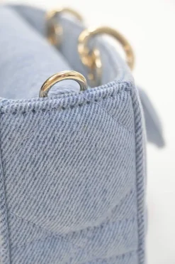 Washed cotton quilted Cannage denim Lady D-Joy bag with two detachable shoulder straps