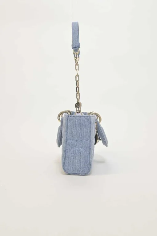 Washed cotton quilted Cannage denim Lady D-Joy bag with two detachable shoulder straps
