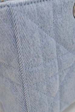 Washed cotton quilted Cannage denim Lady D-Joy bag with two detachable shoulder straps