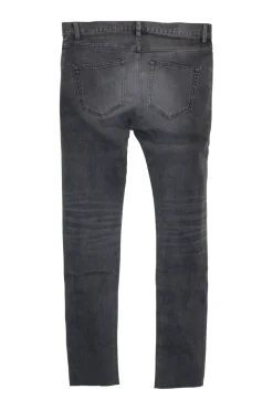 Washed grey cotton-blend mid-rise Archetype skinny jeans with ripped knee details