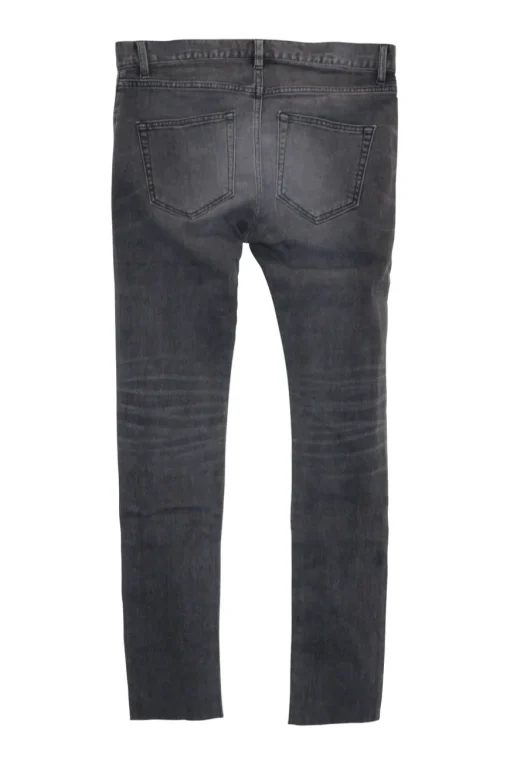 Washed grey cotton-blend mid-rise Archetype skinny jeans with ripped knee details