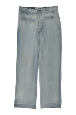 Washed indigo cotton denim pull-on mid-rise straight-leg cropped jeans