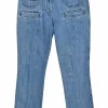 Washed indigo cotton denim pull-on low-rise skinny cropped jeans with Coco Mark shank buttons