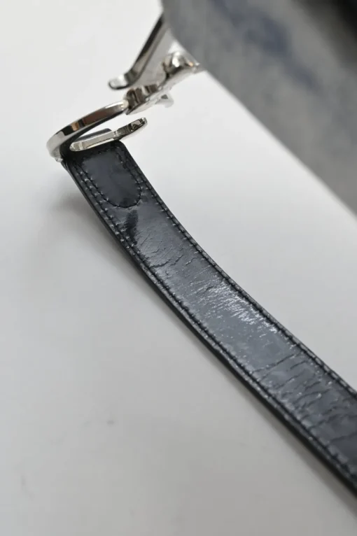 Washed indigo cotton denim-bonded leather Speedway saddle bag
