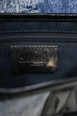 Washed indigo cotton denim-bonded leather Speedway saddle bag