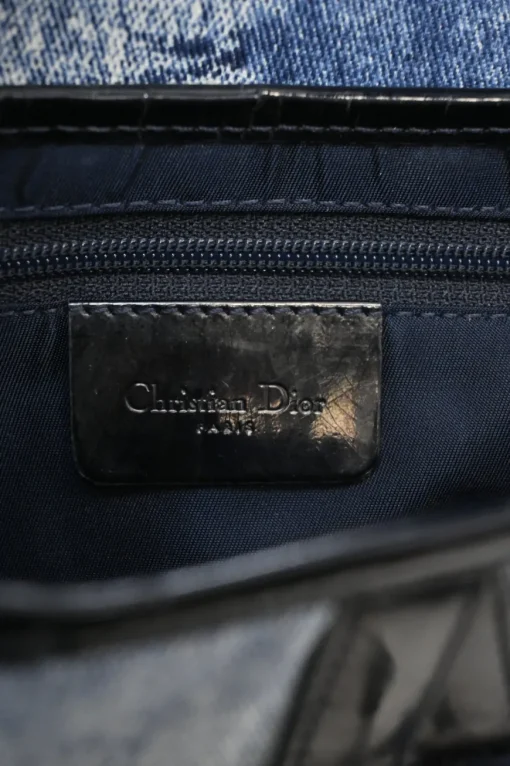 Washed indigo cotton denim-bonded leather Speedway saddle bag