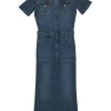 Washed indigo cotton-blend Le Flare de Françoise spread collar zip-up wide-leg jumpsuit