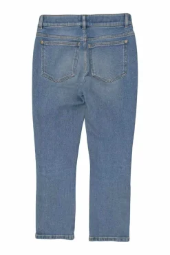 Washed indigo cotton-blend denim pull-on mid-rise cropped skinny jeans with Coco Mark shank buttons