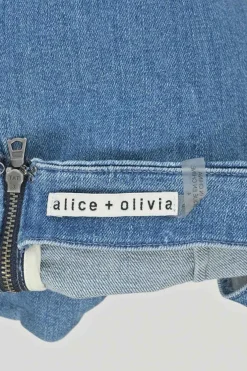 Washed indigo cotton-blend scalloped denim mini shorts