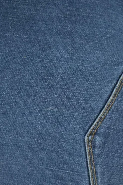 Washed indigo cotton-blend Le Flare de Françoise spread collar zip-up wide-leg jumpsuit