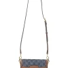 Washed indigo GG monogram jacquard and brown leather 1955 shoulder bag