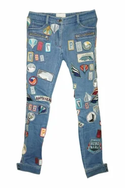 Washed patch-embellished indigo cotton-blend denim low-rise skinny cuffed jeans